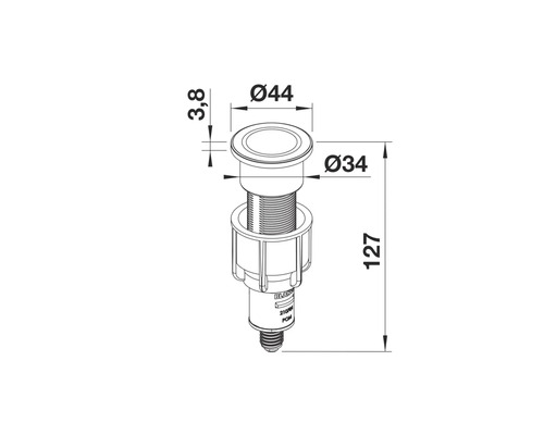 Dessin technique d'une bonde d'évier avec indication des dimensions