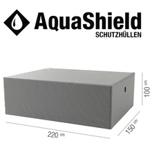 Housse de protection AquaShield pour meubles de jardin, dimensions 220 cm de long, 150 cm de large et 100 cm de haut.