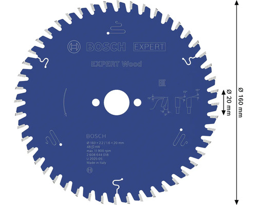 Bosch Expert Holzsägeblatt mit 160 Millimeter Durchmesser