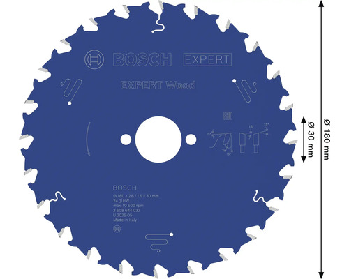 Lame de scie à bois Bosch Expert, diamètre 180 millimètres