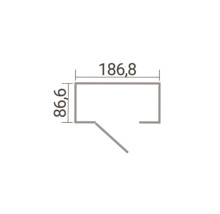 Grundrisszeichnung mit den Maßen 186,8 mal 86,6.