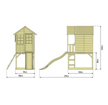 Dimensions de la tour de jeux avec toboggan