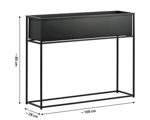 Jardinière avec support, environ 100 cm de large, environ 80 cm de haut