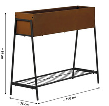 Jardinière rectangulaire en métal avec étagère, environ 80 x 100 x 35 cm