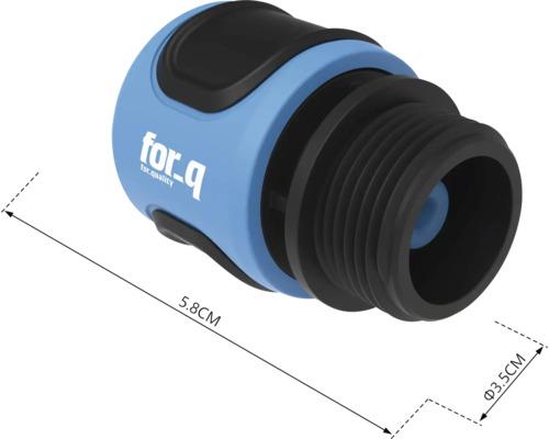 Logo For_q, Raccord de robinet d'un diamètre de 3,5 cm et d'une longueur de 5,8 cm