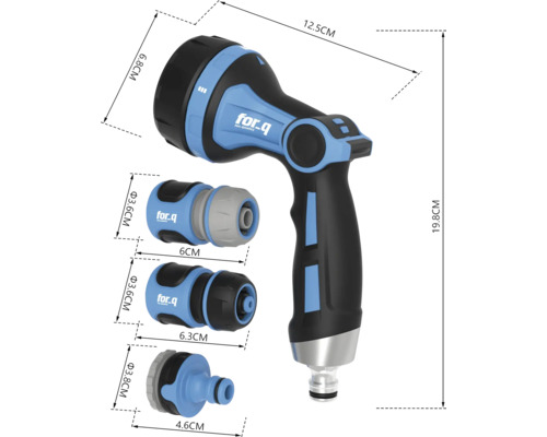 For Q Multifunktionsbrause mit Produktabmessungen