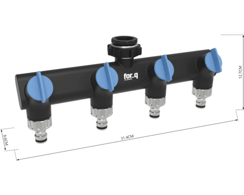 Distributeur d'eau avec quatre sorties et logo for.q