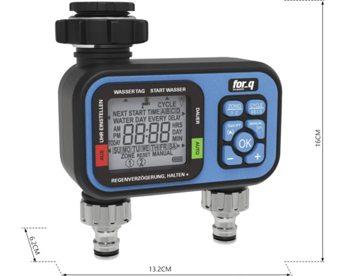 Ordinateur d'arrosage avec affichage numérique et diverses options de réglage pour l'arrosage du jardin