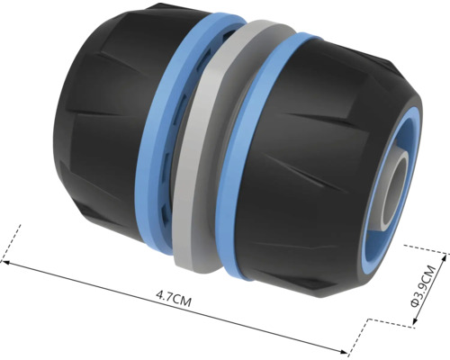 Raccord de tuyau d'arrosage avec des dimensions de 4,7 cm de long et 3,9 cm de diamètre