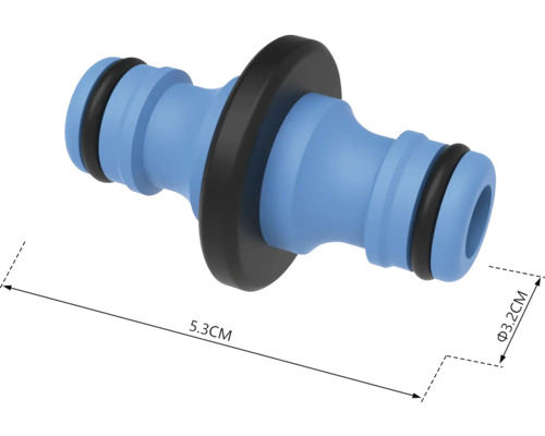 Raccord de tuyau d'arrosage mesurant 5,3 cm de long et 3,2 cm de diamètre