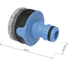 Gartenschlauchkupplung mit den Maßen 4,6 cm Länge und 3,8 cm Durchmesser