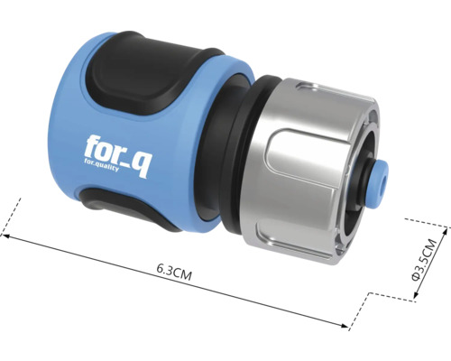 Gartenschlauchverbinder mit den Maßen 6,3 cm mal 3,5 cm