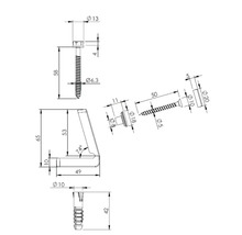 Schéma technique d'un connecteur de meuble avec dimensions