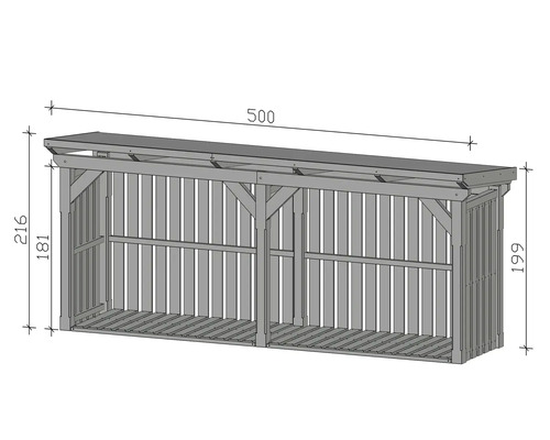 Holzlager mit Abmessungen