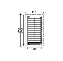 Dessin technique d'un caillebotis en bois avec des dimensions de 250 x 144 millimètres