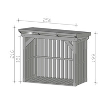 Schéma technique d'un rayonnage en bois avec dimensions