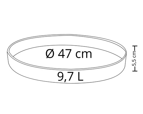 Soucoupe pour plantes d'un diamètre de 47 centimètres et d'un volume de 9,7 litres