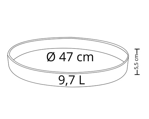 Runde Pflanzschale mit einem Durchmesser von 47 cm und einem Volumen von 9,7 Litern