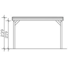 Technische Zeichnung eines Carports mit Höhenangaben