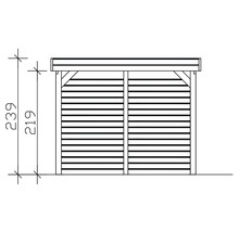 Technische Zeichnung eines Gerätehauses mit Höhenangabe