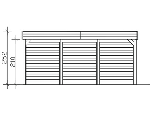 Illustration eines Holzunterstandes mit Höhenangabe