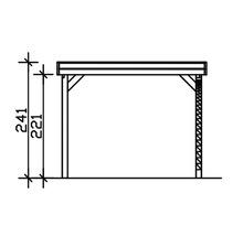 Technische Zeichnung eines Carports mit Höhenangaben
