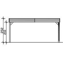 Dessin technique d'une construction en bois avec indications de hauteur