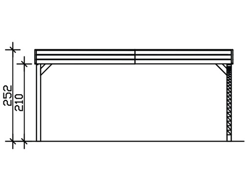 Dessin technique d'une construction en bois avec indications de hauteur