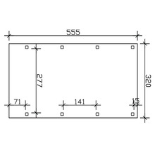 Dessin technique avec dimensions: longueur 555, largeur 320, hauteur 277