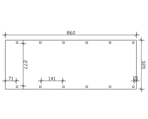 Technische Zeichnung mit Maßangaben: 860, 320, 277, 141, 71, 15.