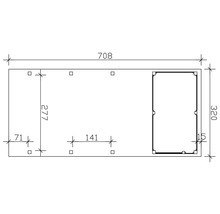 Technische Zeichnung mit Maßangaben 708, 277, 320, 71, 141 und 15