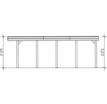 Zeichnung eines Carports mit den Maßen 239 mal 225 Zentimeter