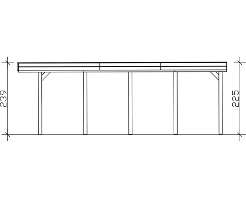 Zeichnung eines Carports mit den Maßen 239 mal 225 Zentimeter