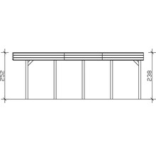 Technische Zeichnung einer Holzkonstruktion mit Höhenangaben