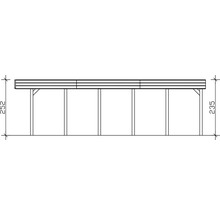 Technische Zeichnung eines Unterstandes mit Maßangaben