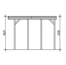 Dessin technique d'un abri avec dimensions