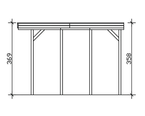 Dessin technique d'un abri avec dimensions