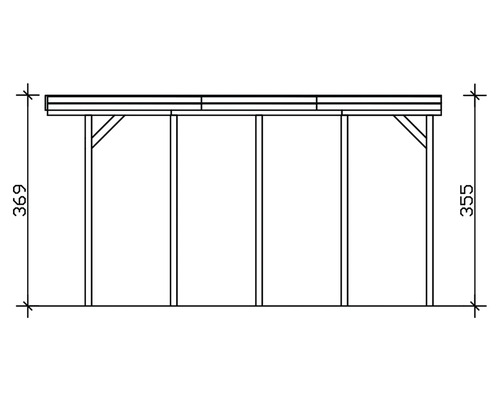 Dessin technique d'un abri de voiture avec indication de la hauteur