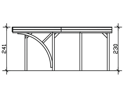Zeichnung einer Holzkonstruktion mit Maßangaben 241 und 230