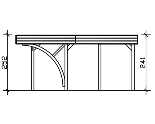 Technische Zeichnung eines Pavillons mit Maßen.