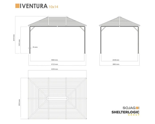 Iventura 10x14 Pavillon Abmessungen