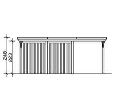 Technische Zeichnung einer Überdachung mit Maßangaben