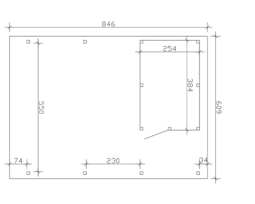 Technische Zeichnung mit Maßangaben in Millimetern