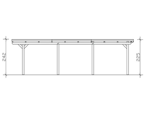 Dessin technique d'un carport avec dimensions