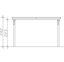 Technische Zeichnung eines Tisches mit den Maßen 242 und 223