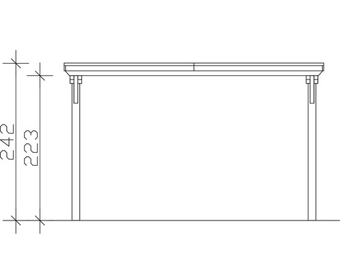 Technische Zeichnung eines Tisches mit den Maßen 242 und 223