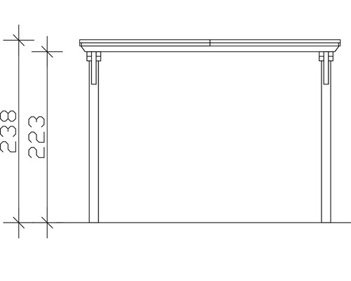 Technische Zeichnung eines Pavillons mit Höhenangabe
