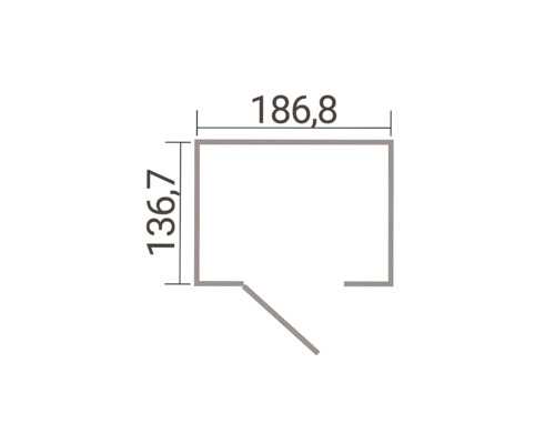 Plan d'étage avec les dimensions largeur 186,8 centimètres et profondeur 136,7 centimètres.