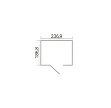 Grundriss eines Gartenhauses mit den Außenmaßen 236,9 mal 186,8.