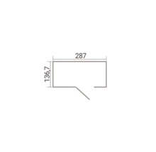 Croquis coté d'un plan au sol avec une largeur de 287 et une profondeur de 136,7 avec une ouverture de porte.